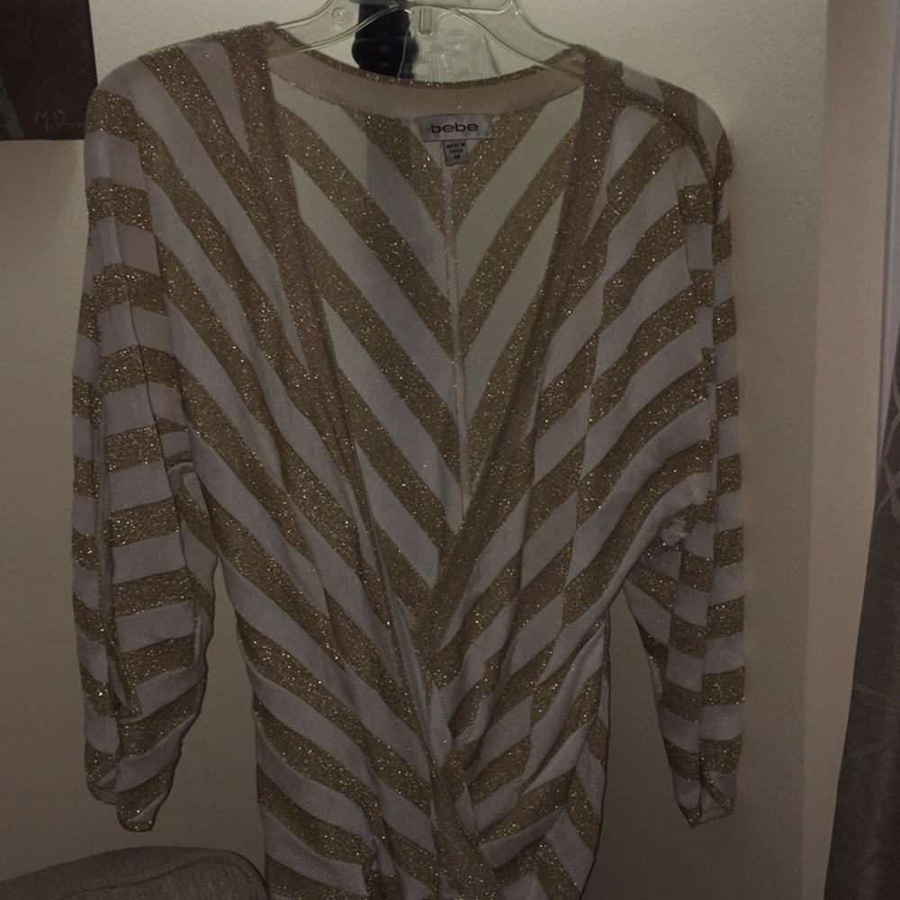 Babe gold shimmer striped criss cross too